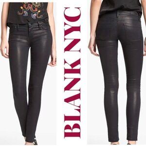BLANK NYC Spray On Black Metallic Super Skinny‎ Stretchy Ankle Pants, Size 27